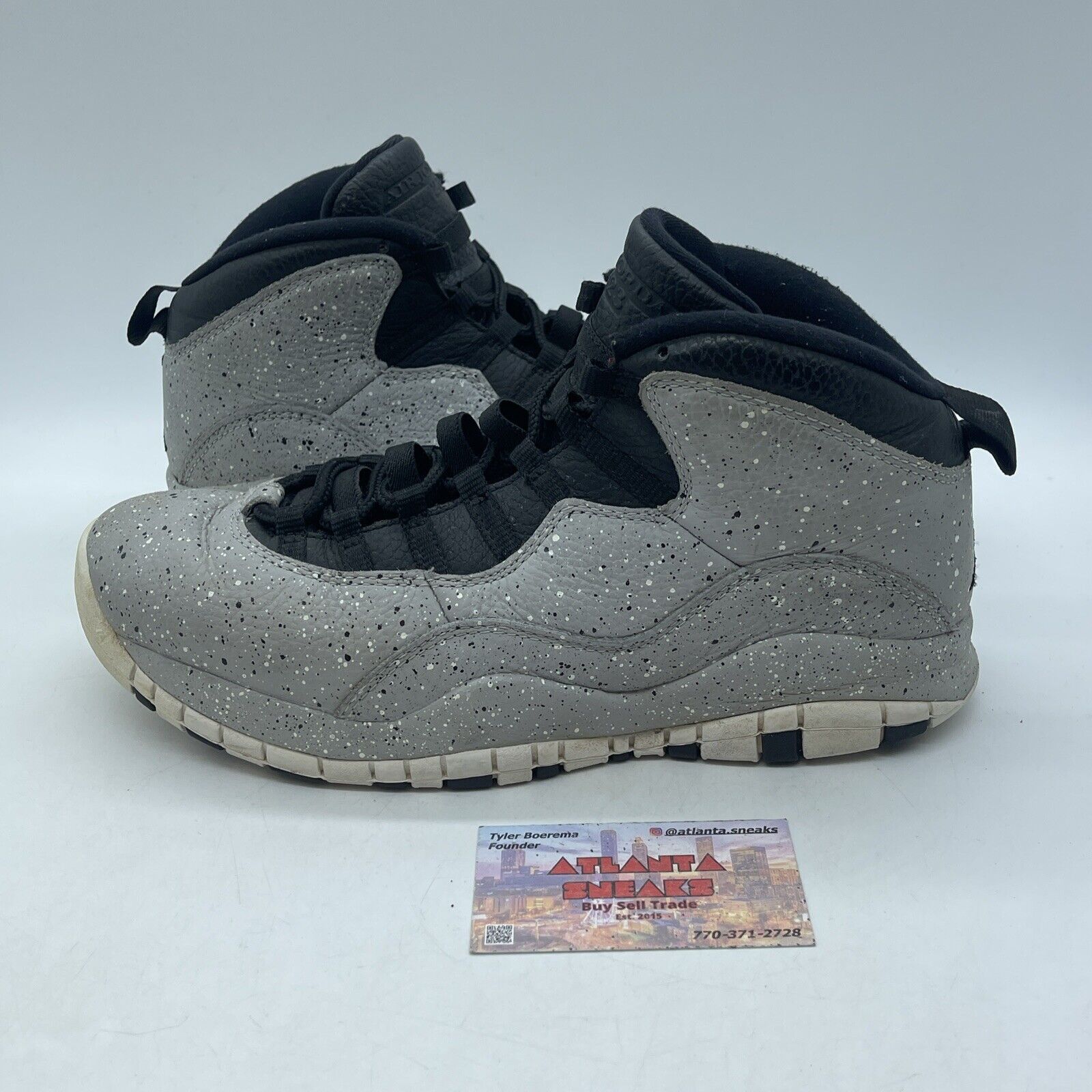 Size 9.5 - Air Jordan 10 Retro Cement Black Grey Leather (310805-062)