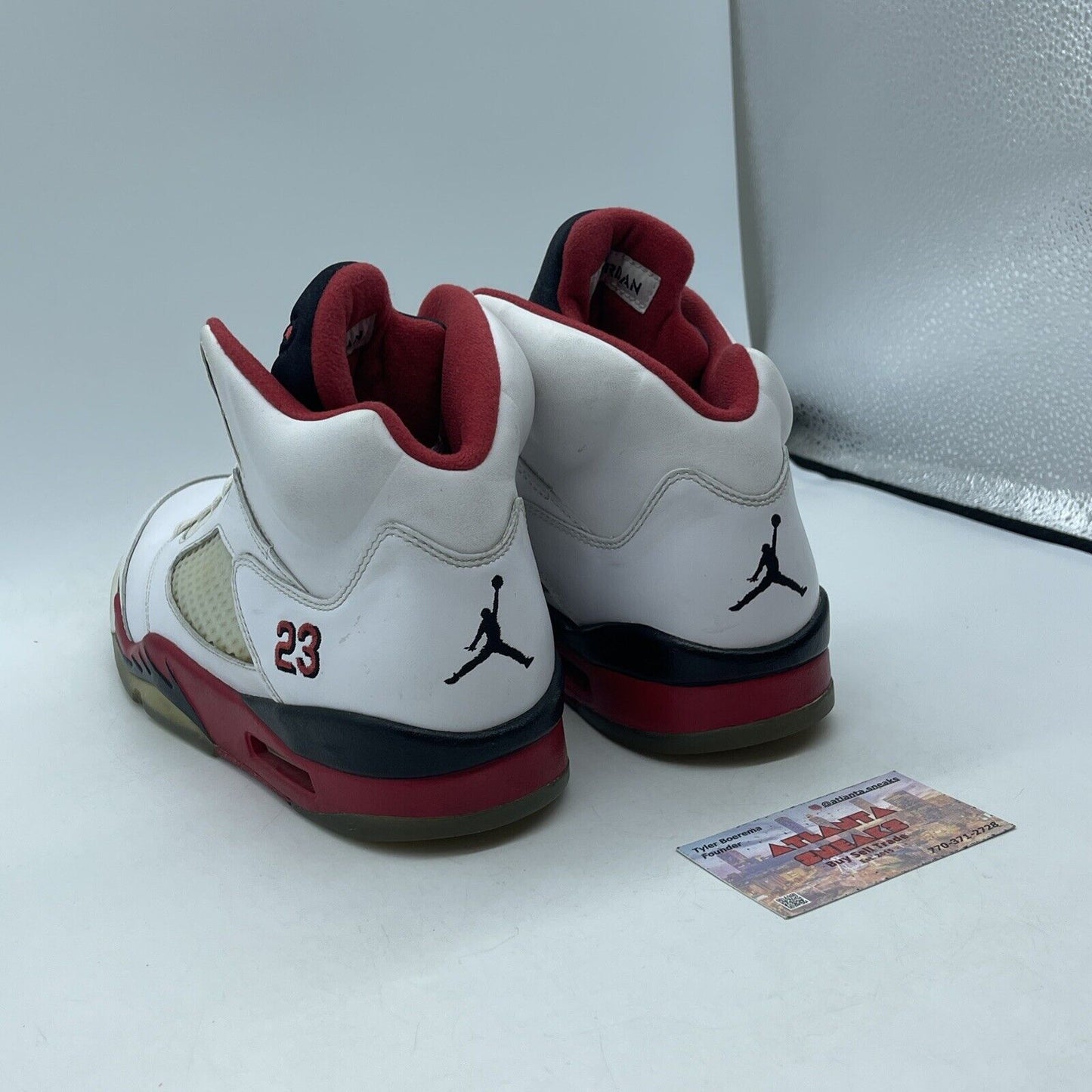 Size 9.5 - Air Jordan 5 Retro 2013 Fire Red Black White Leather (136027-120)