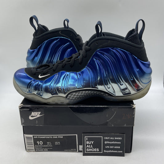 Size 10 - Nike Air Foamposite One PRM Blue Mirror Black Suede (575420-008)