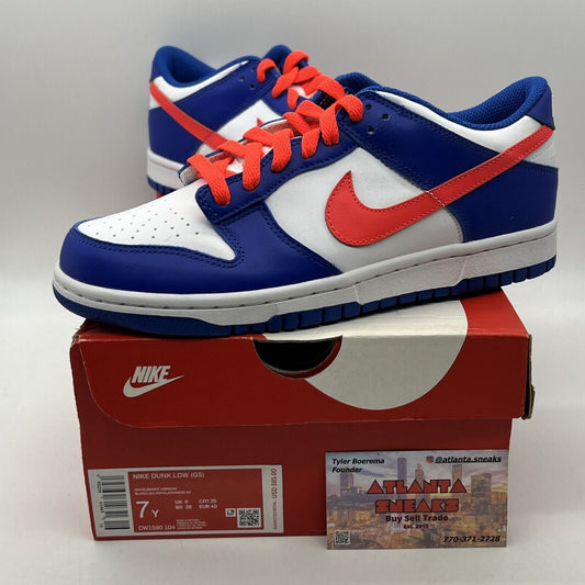 Nike Dunk Low (GS) White/Bright Crimson Blue Black Leather CW1590-104 Size 7Y