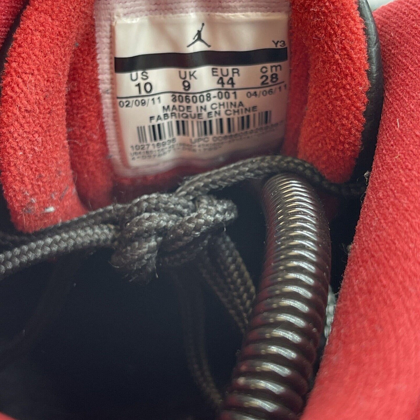 Size 10 - Air Jordan 11 Retro IE 2011 Low Black Charcoal Red Suede (306008-001)
