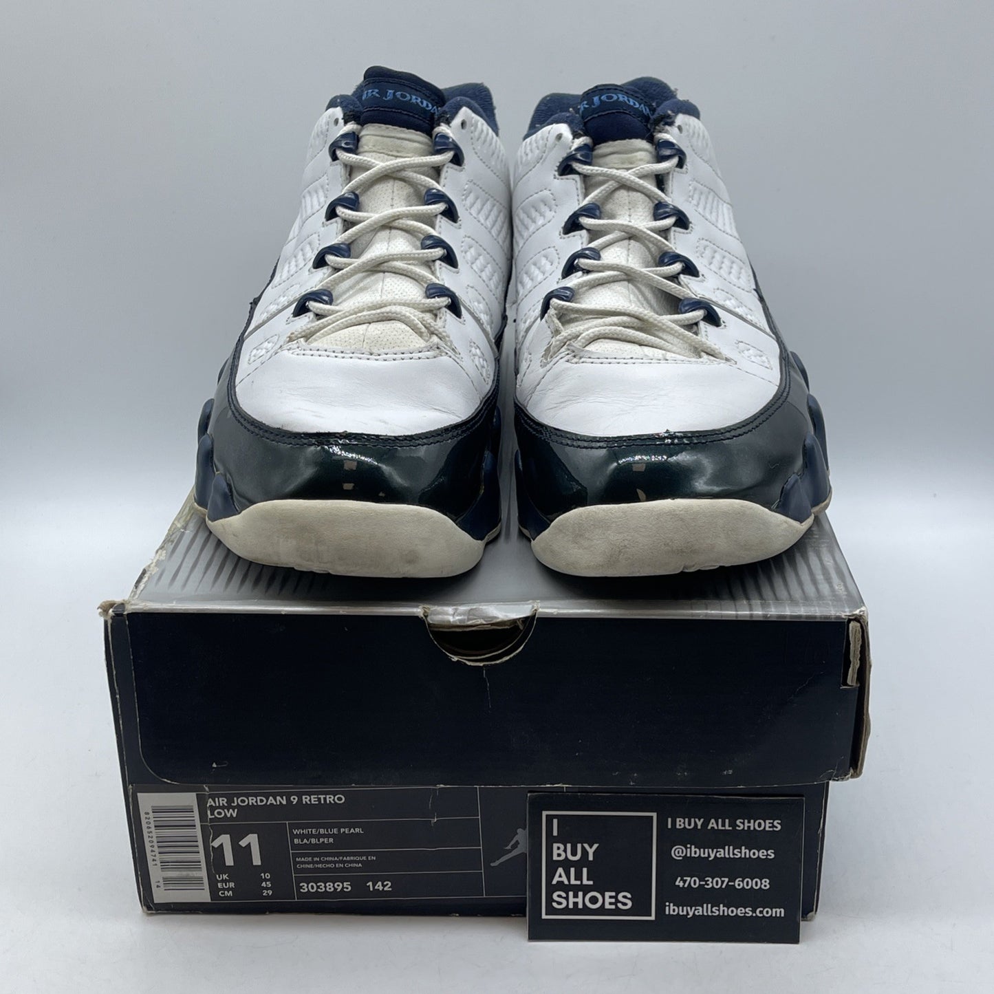 Size 11 - Air Jordan 9 Retro 2002 Low Blue Pearl White Leather (303895-142)