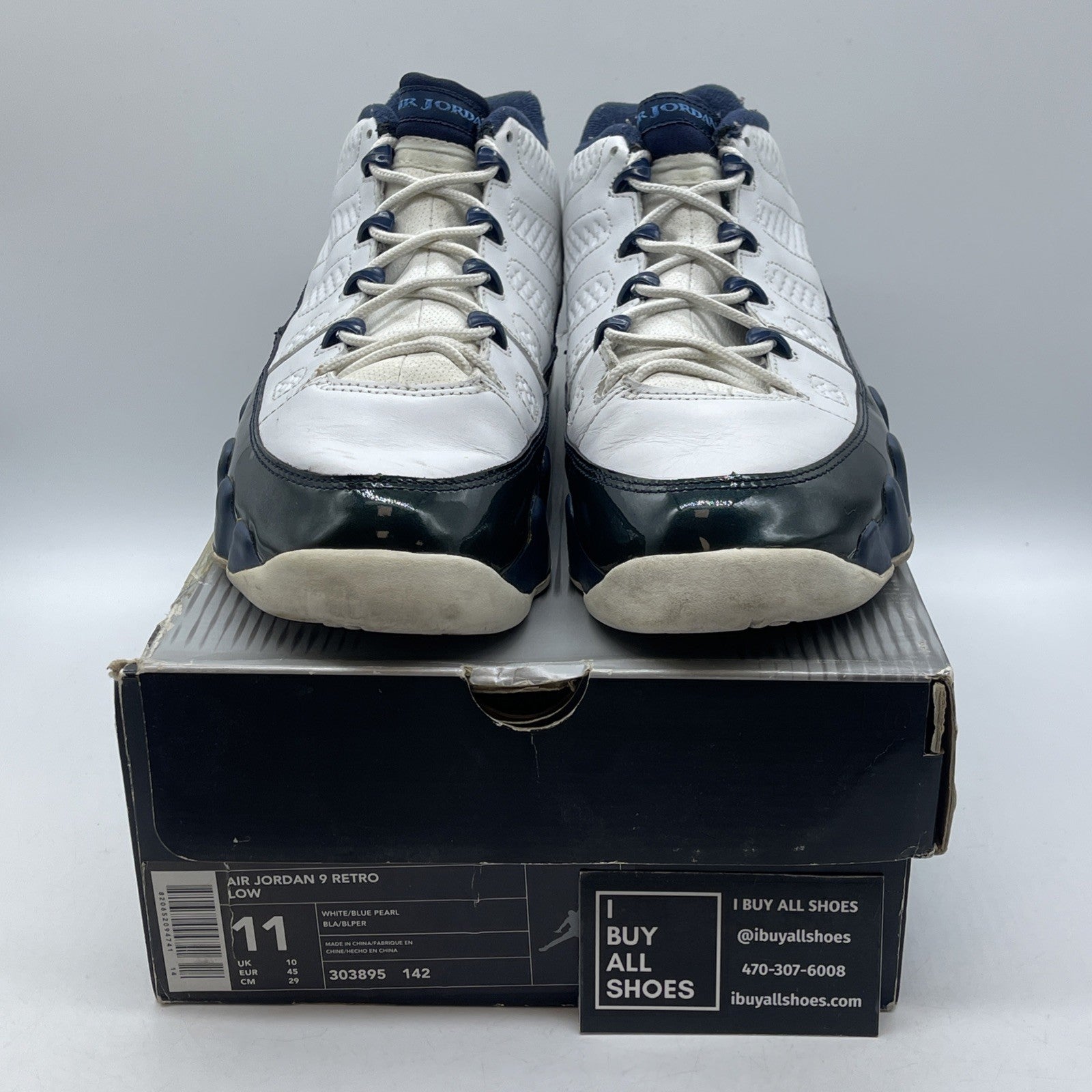 Size 11 - Air Jordan 9 Retro 2002 Low Blue Pearl White Leather (303895-142)