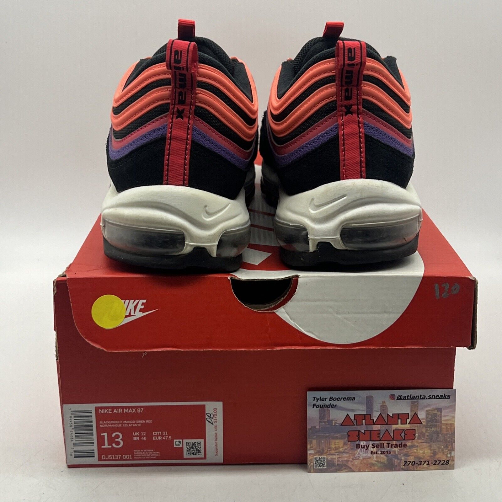 Size 13 - Nike Air Max 97 Sunset Purple Black White Suede (DJ5137-001)