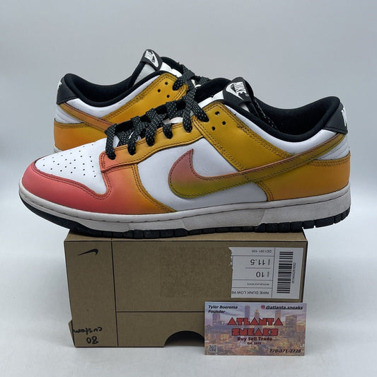 Size 10 - Nike Dunk Low Black White Yellow Pink Leather Custom* (DD1391-100)