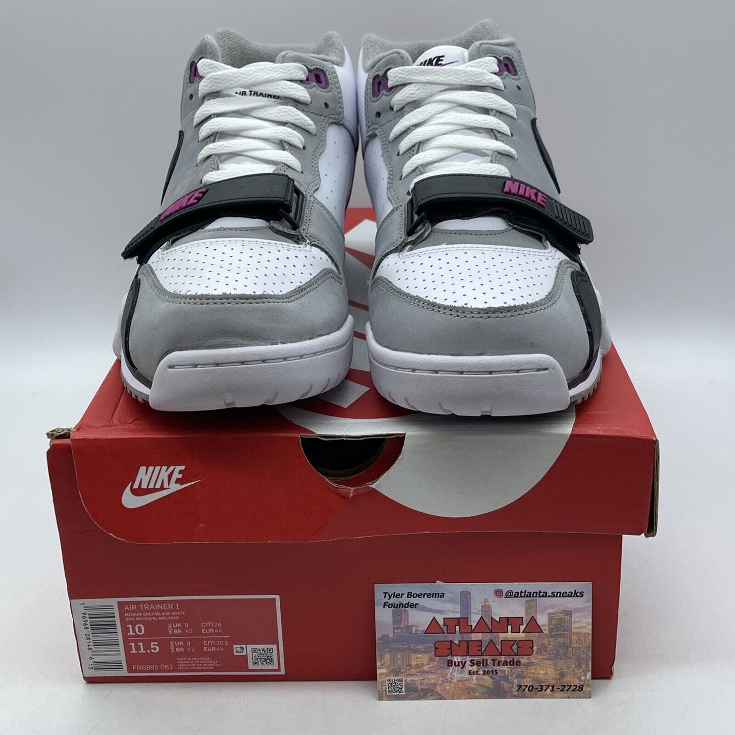 Size 10 - Nike Air Trainer 1 Hyper Violet Grey White Black Suede (FN6885-062)
