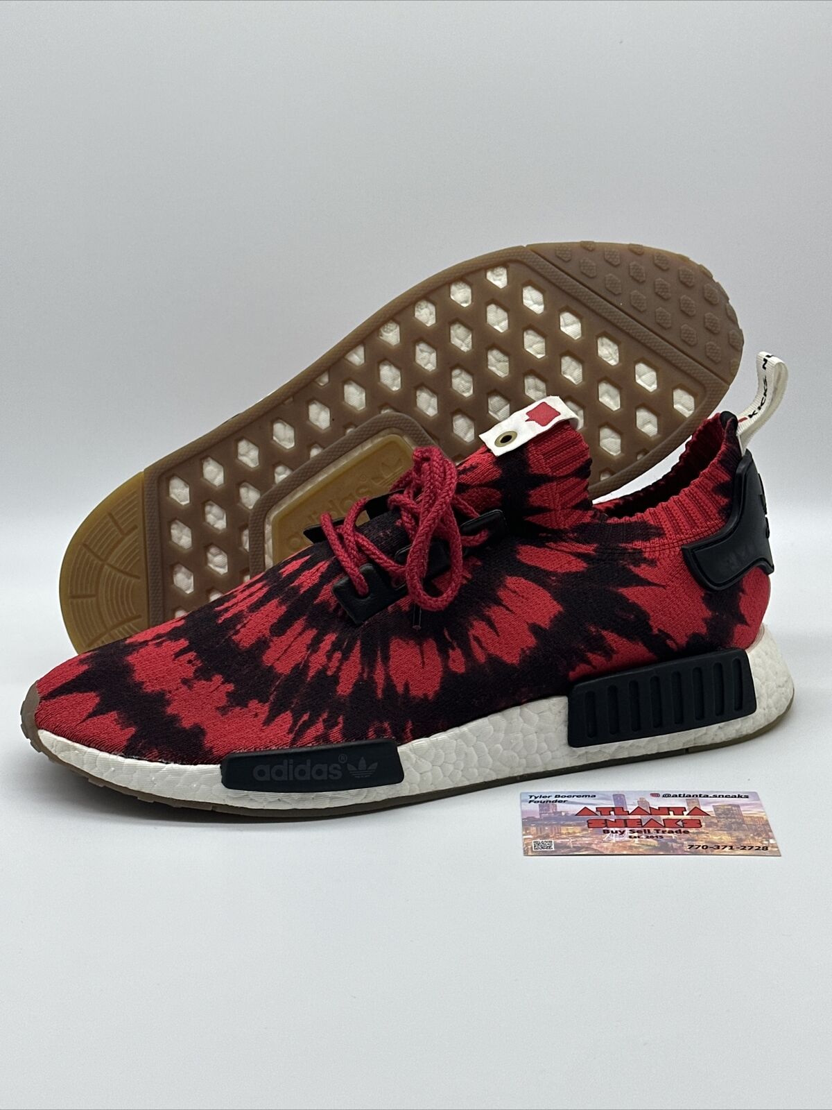 Size 12 - adidas NMD Runner Primeknit x Nice Kicks Red White 2016 Black Tie Dye