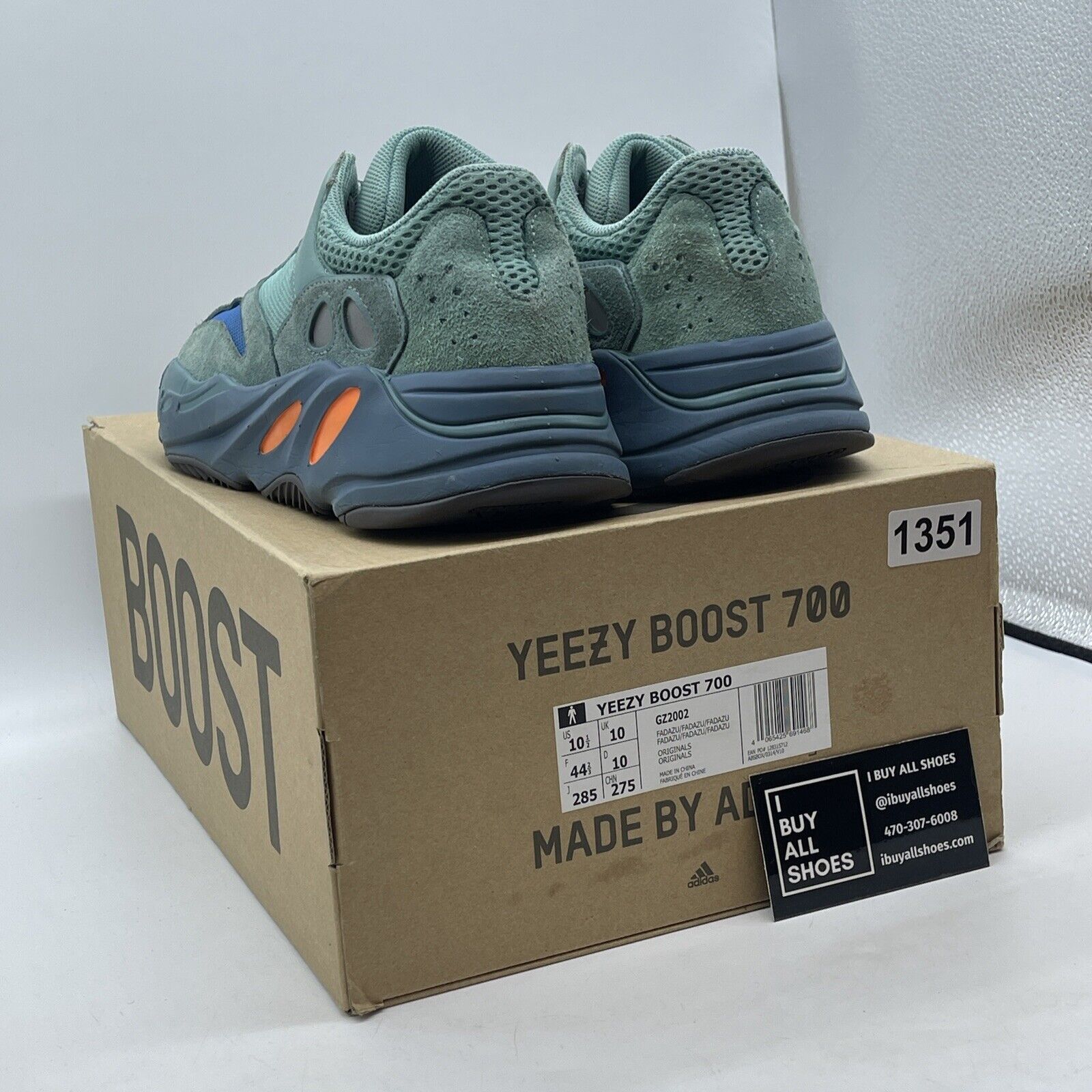 Size 10.5 - adidas Yeezy Boost 700 Faded Azure Blue Orange Suede Leather -GZ2002