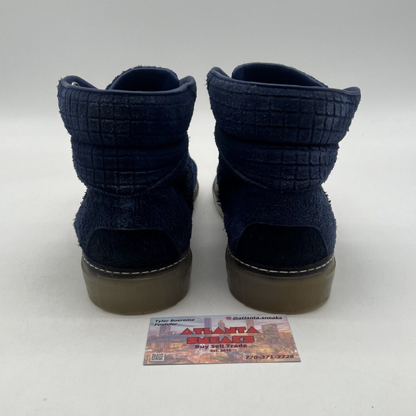 Size 7 - Balenciaga Blue Suede Leather High Top Sneakers Made In ITALY