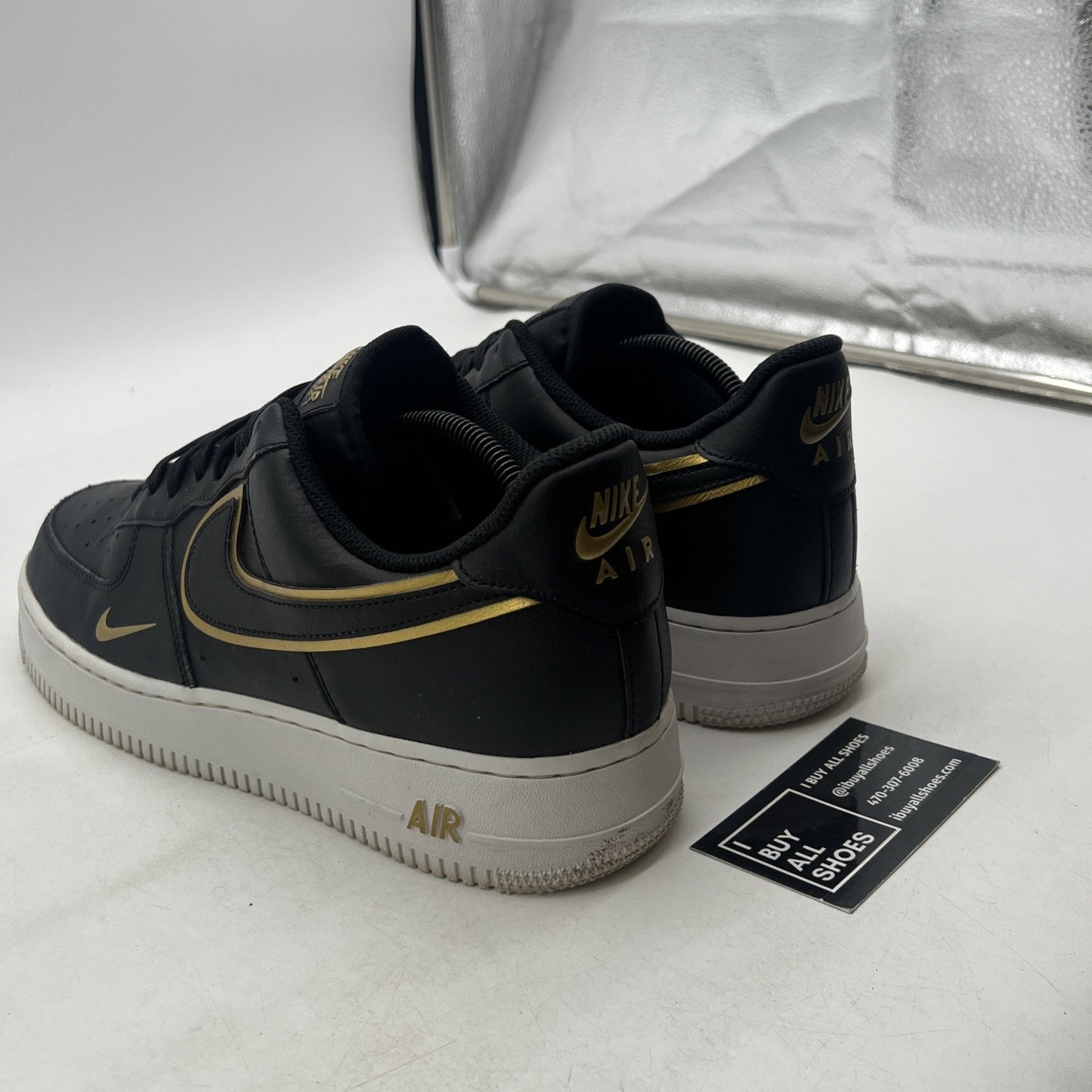Size 10.5 - Nike Air Force 1 '07 LV8 Metallic Swoosh Pack - Black (DA8581-001)
