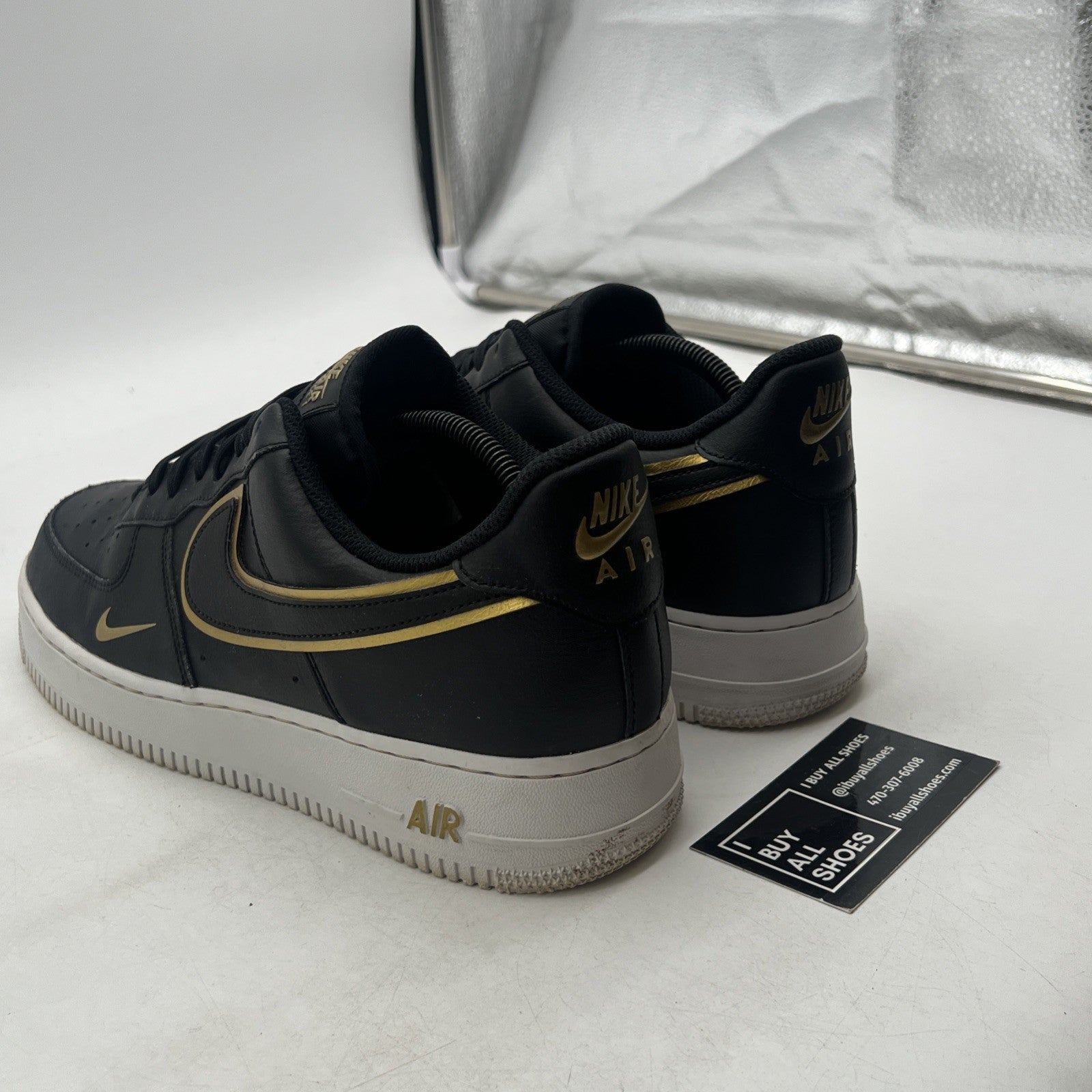 Size 10.5 - Nike Air Force 1 '07 LV8 Metallic Swoosh Pack - Black (DA8581-001)