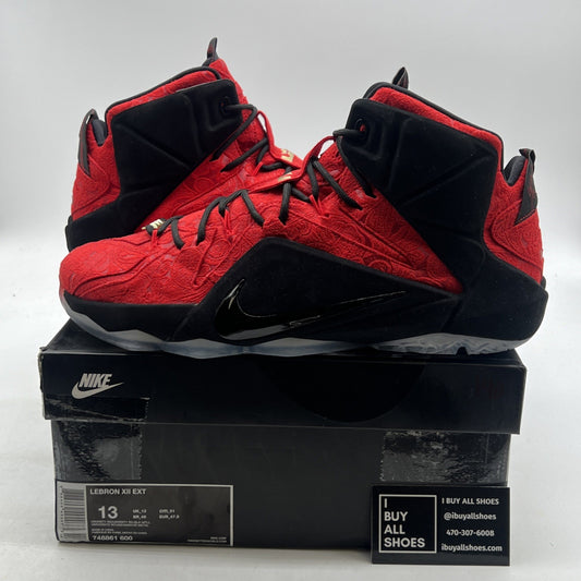 Size 13 - Nike LeBron 12 EXT Red Paisley (748861-600)