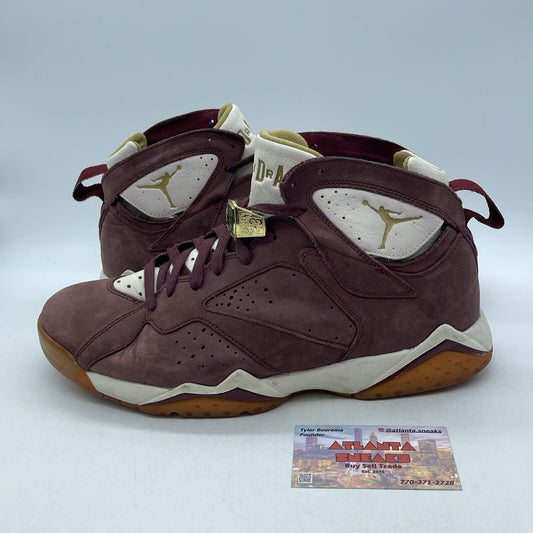 Size 10.5 - Air Jordan 7 Retro Cigar Burgundy White Suede Leather (725093-630)