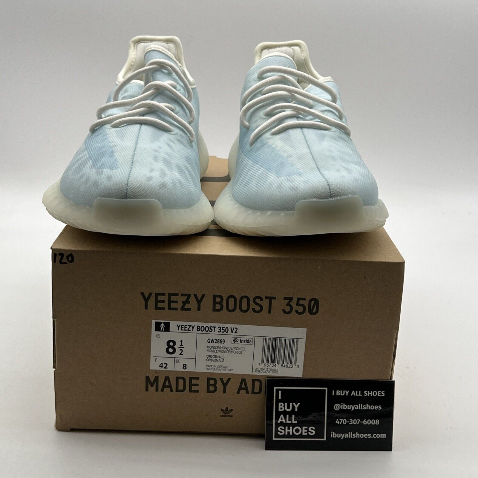 Size 8.5 - Adidas Yeezy Boost 350 V2 Mono Ice (2 Rights) (GW2869)