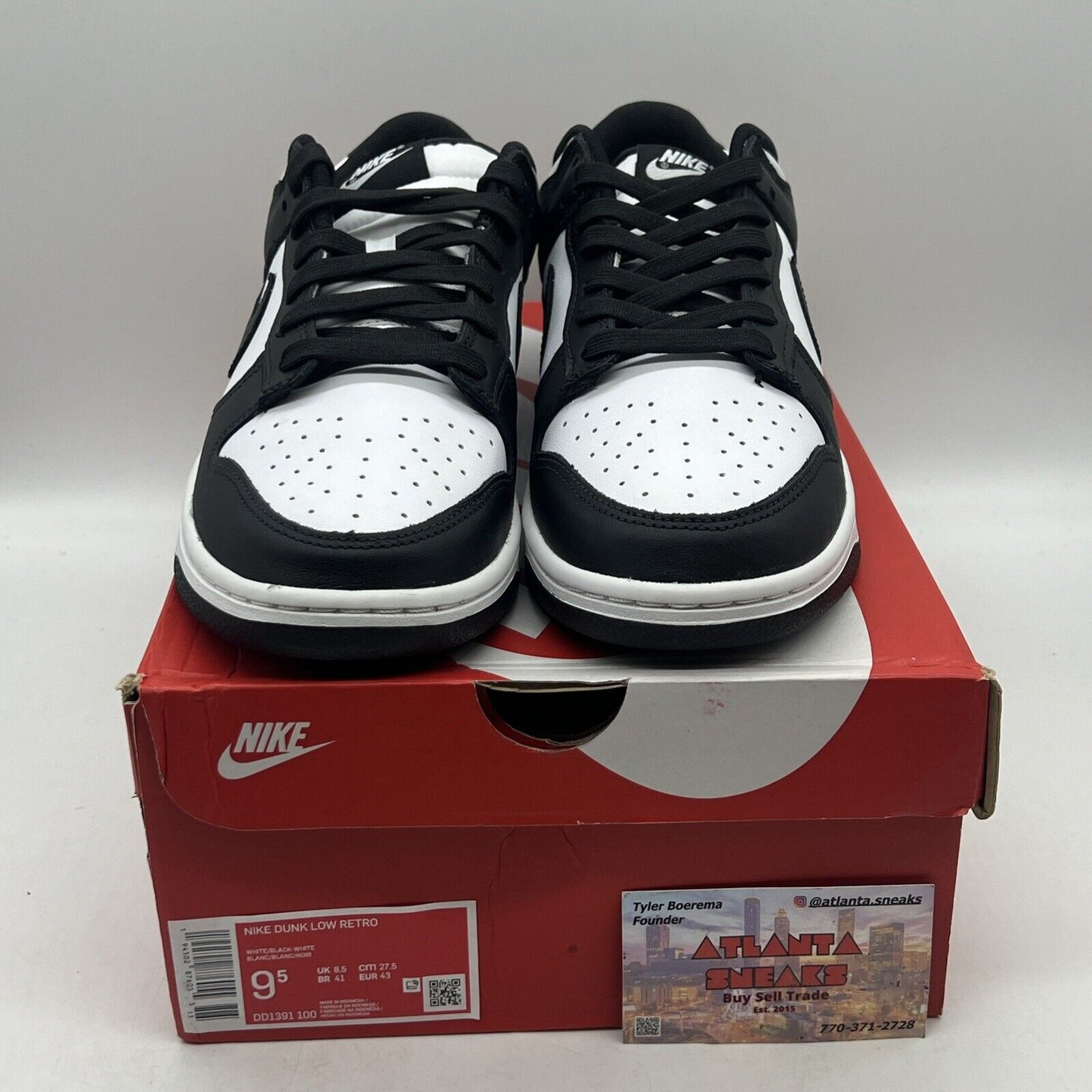 Size 9.5 - Nike Dunk Low Black White Brand New Og All