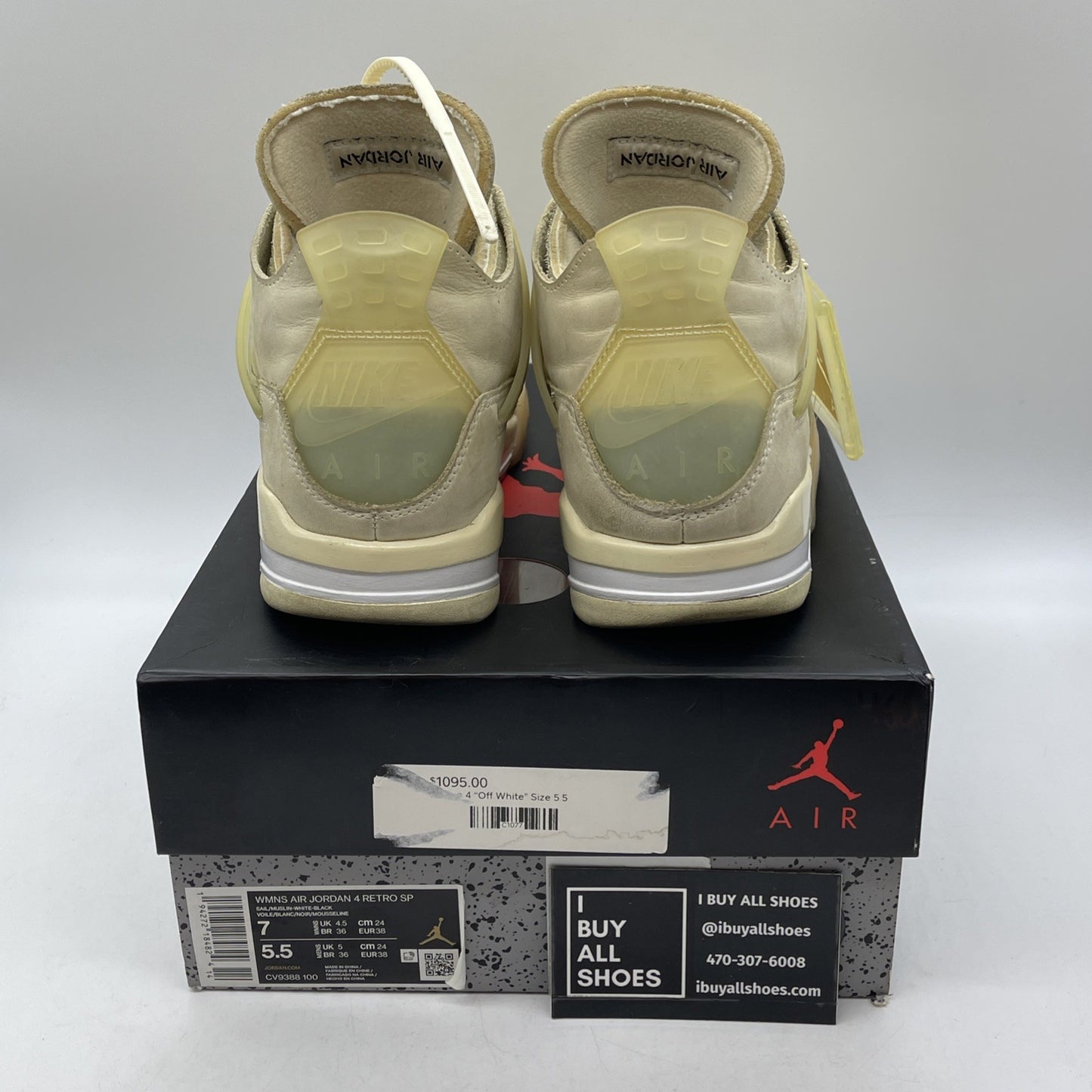Size 7W - Jordan 4 SP x Off-White Mid Sail Suede Leather (CV9388-100)