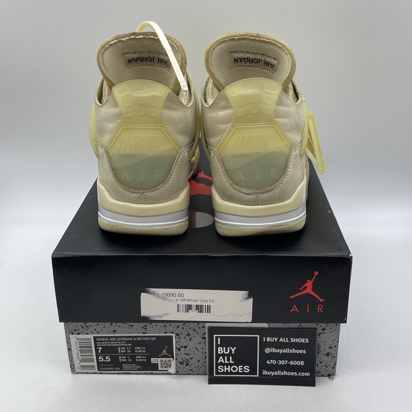Size 7W - Jordan 4 SP x Off-White Mid Sail Suede Leather (CV9388-100)