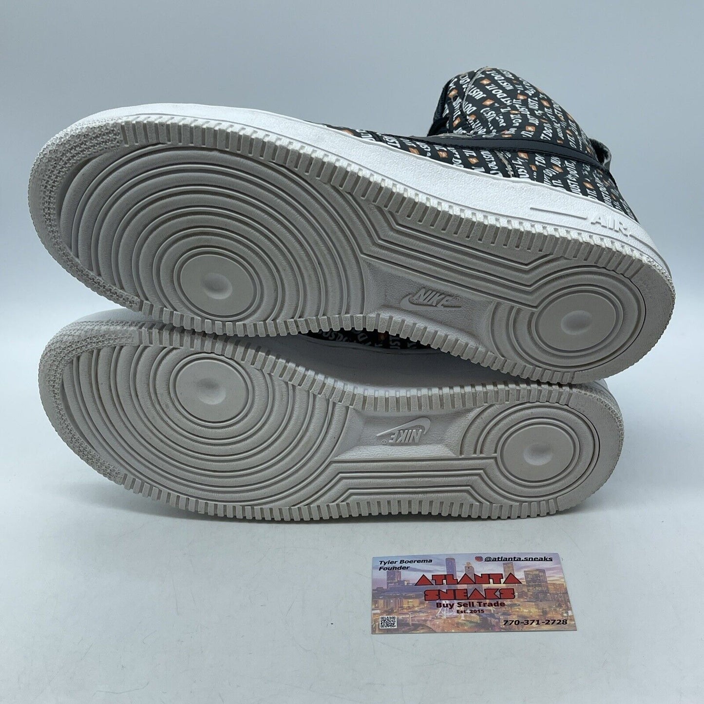 Size 9.5 - Nike Air Force 1 '07 LV8 High Just Do It Black White (AQ9648-001)