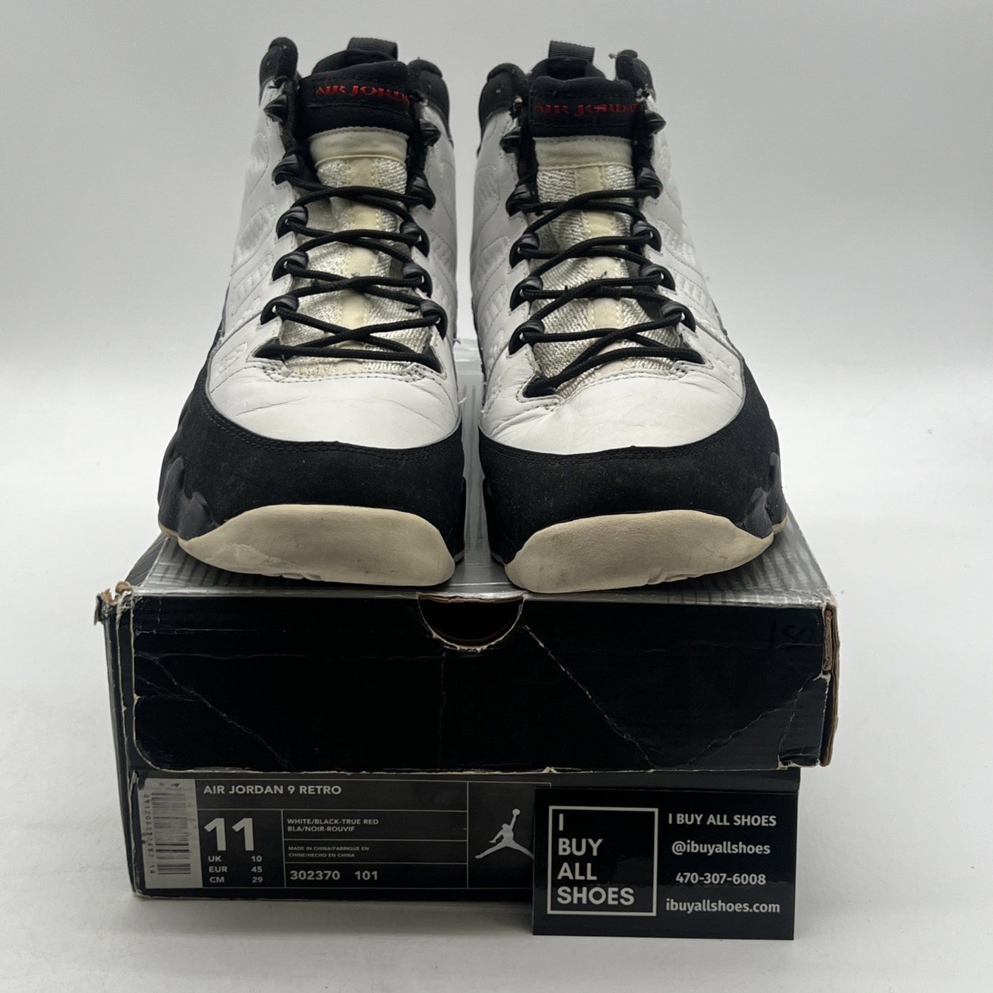 Size 11 - Air Jordan 9 Retro 2002 White Black Red (302370-101)