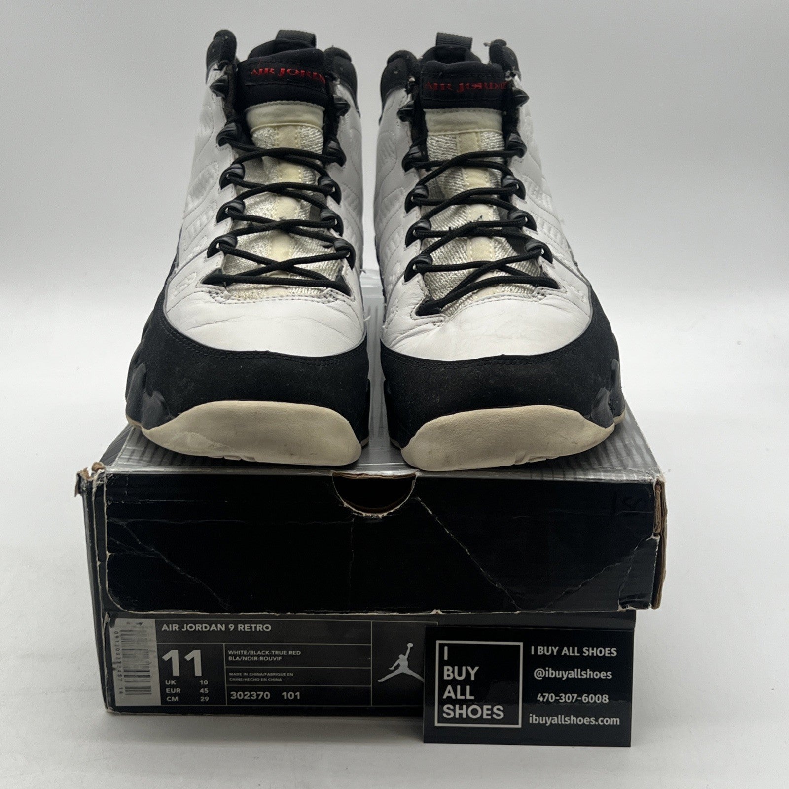 Size 11 - Air Jordan 9 Retro 2002 White Black Red (302370-101)