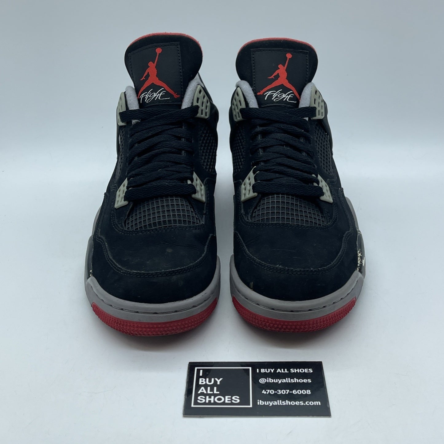 Size 9.5 - Jordan 4 Retro bred release Black Grey Suede (308497-089)