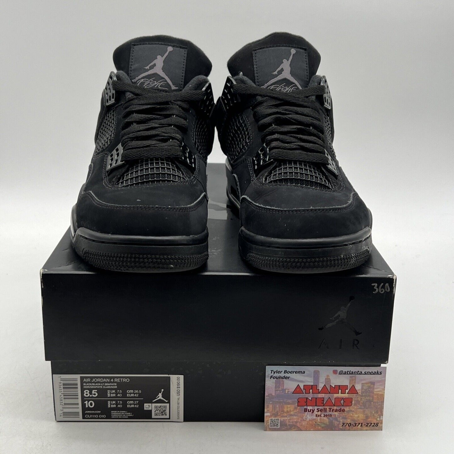 Size 8.5 - Jordan 4 Retro Mid Black Cat (CU1110-010)