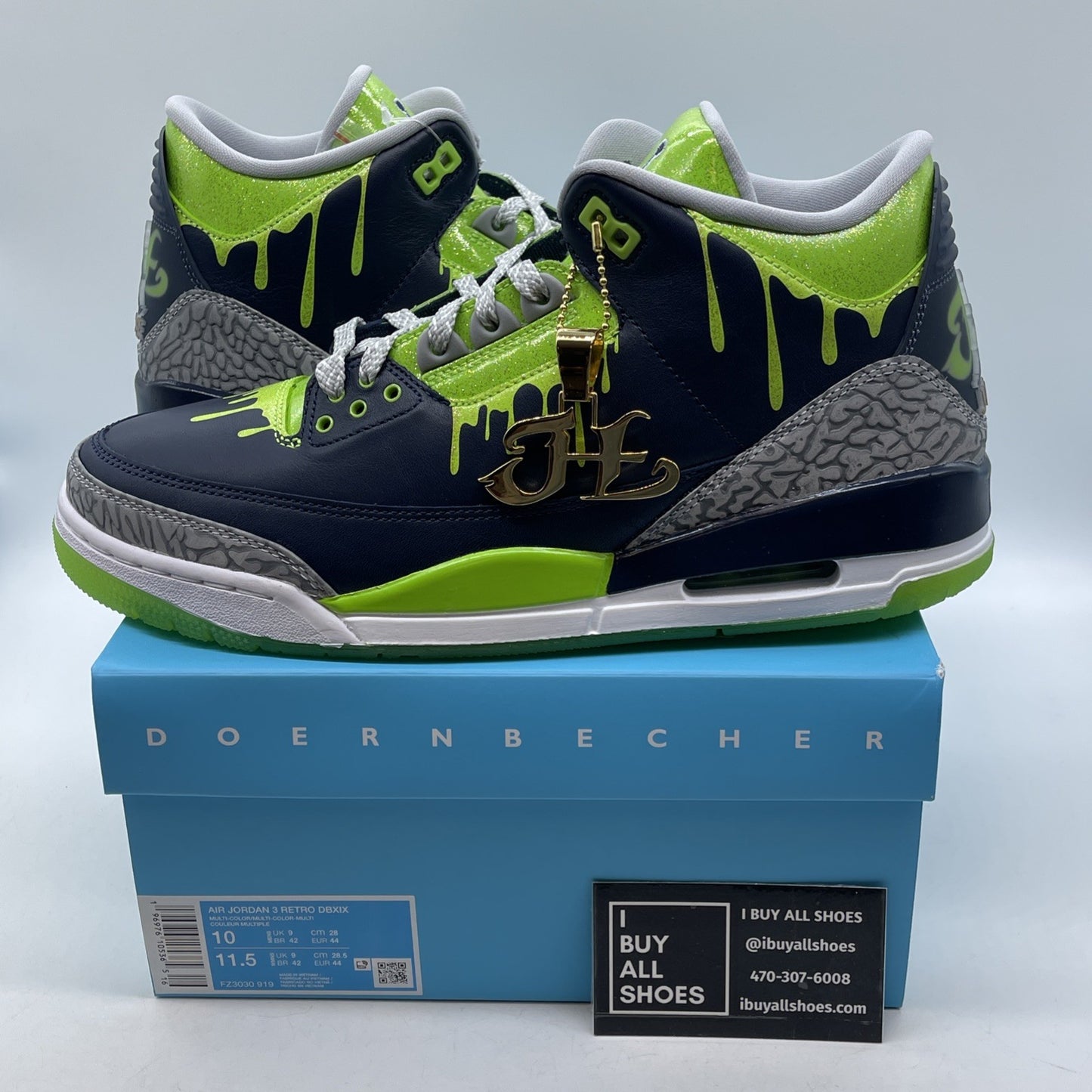 Size 10 - Jordan 3 Retro Mid Doernbecher XIX Green Black Grey (FZ3030-919)
