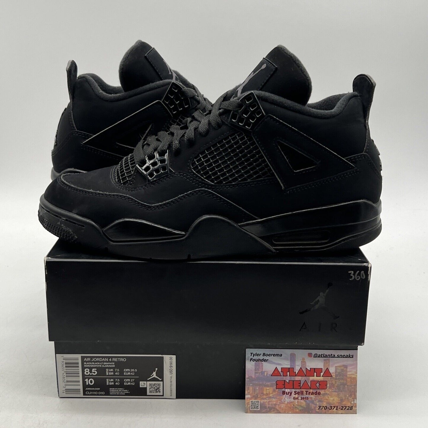 Size 8.5 - Jordan 4 Retro Mid Black Cat (CU1110-010)