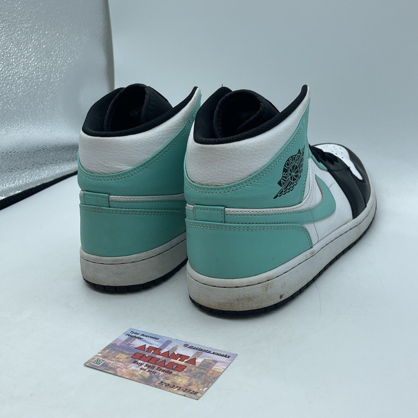 Size 11 - Air Jordan 1 Mid Tropical Twist Blue Hire Black Leather (554724-132)