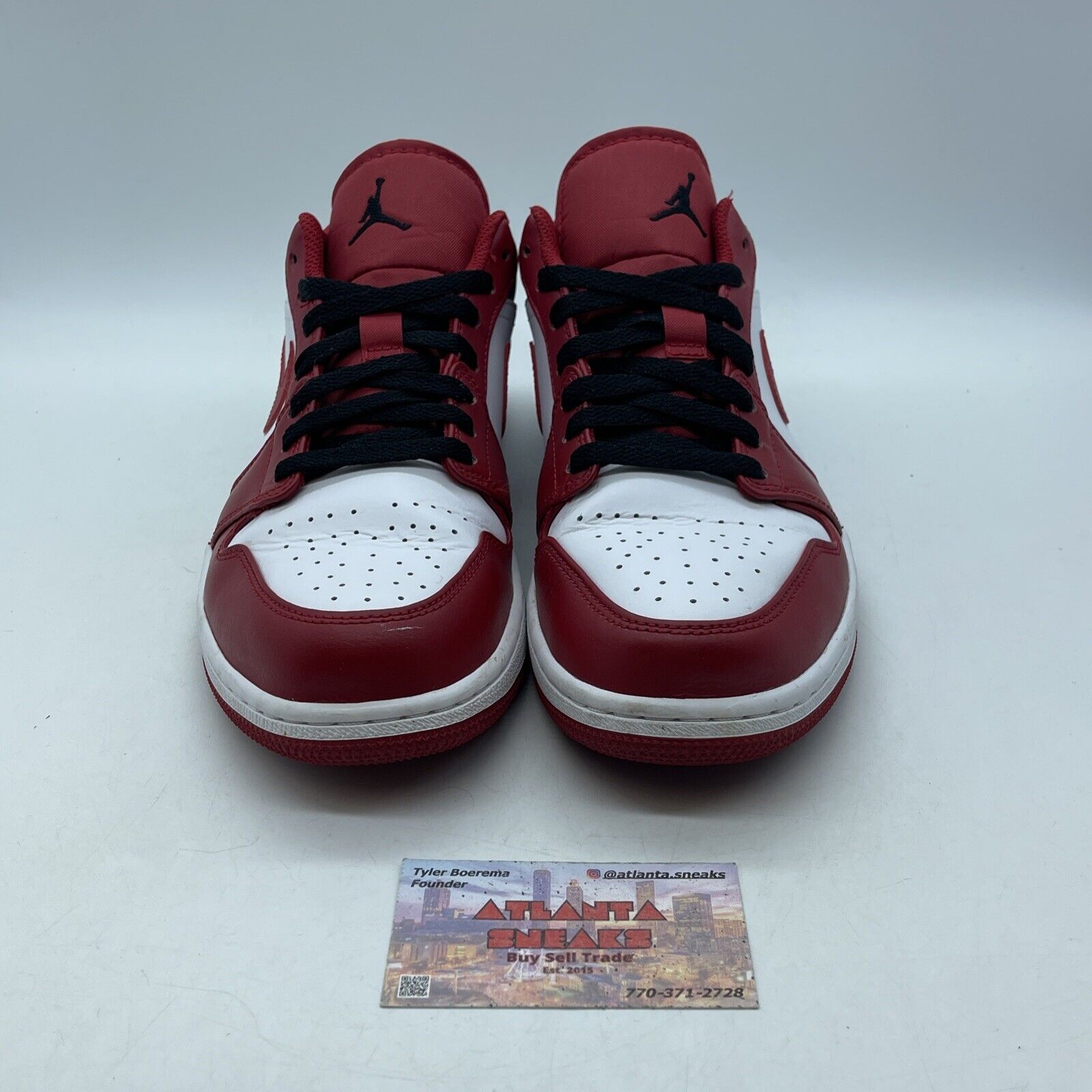 Size 9.5 - Jordan 1 Low Reverse Black Toe White Red Leather (553558-163)