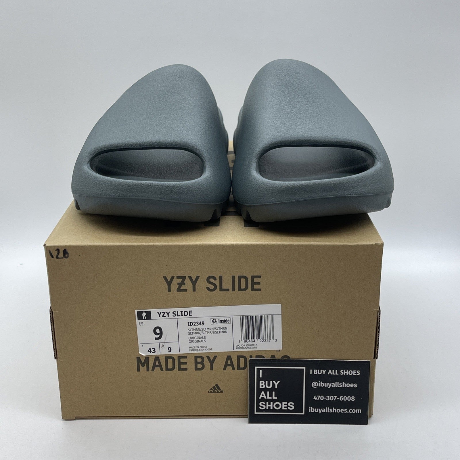 Size 9 - Yeezy Slide Slate Marine Grey Rubber (ID2349)