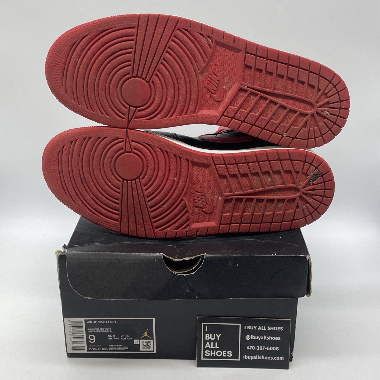 Size 9 - Jordan 1 Mid Alternate Bred Red Black Leather (DQ8426-060)