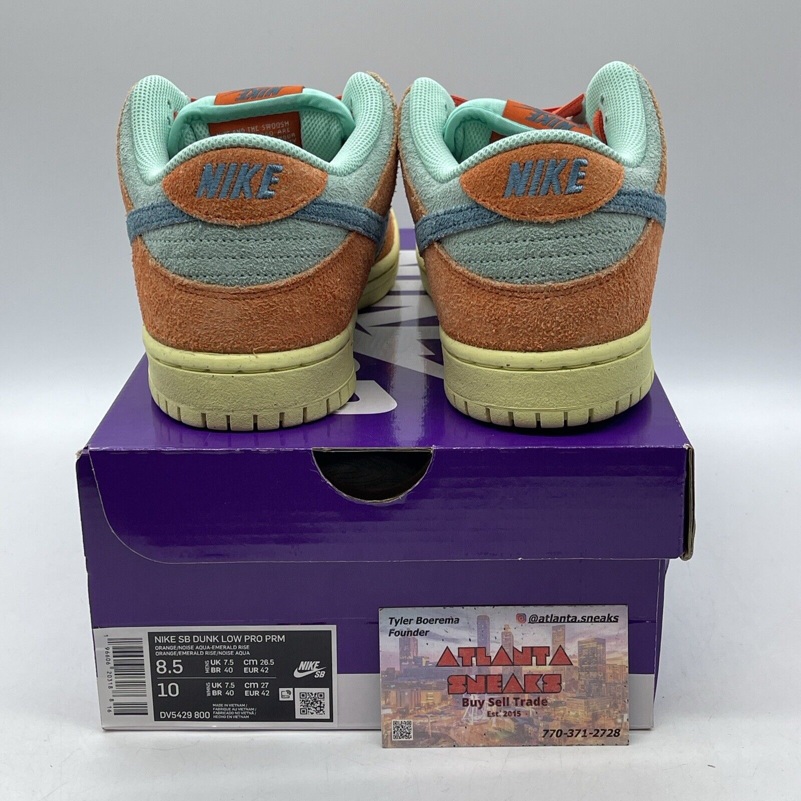 Size 8.5 - Nike Dunk SB Low Orange Emerald Rise Blue Yellow Suede (DV5429-800)