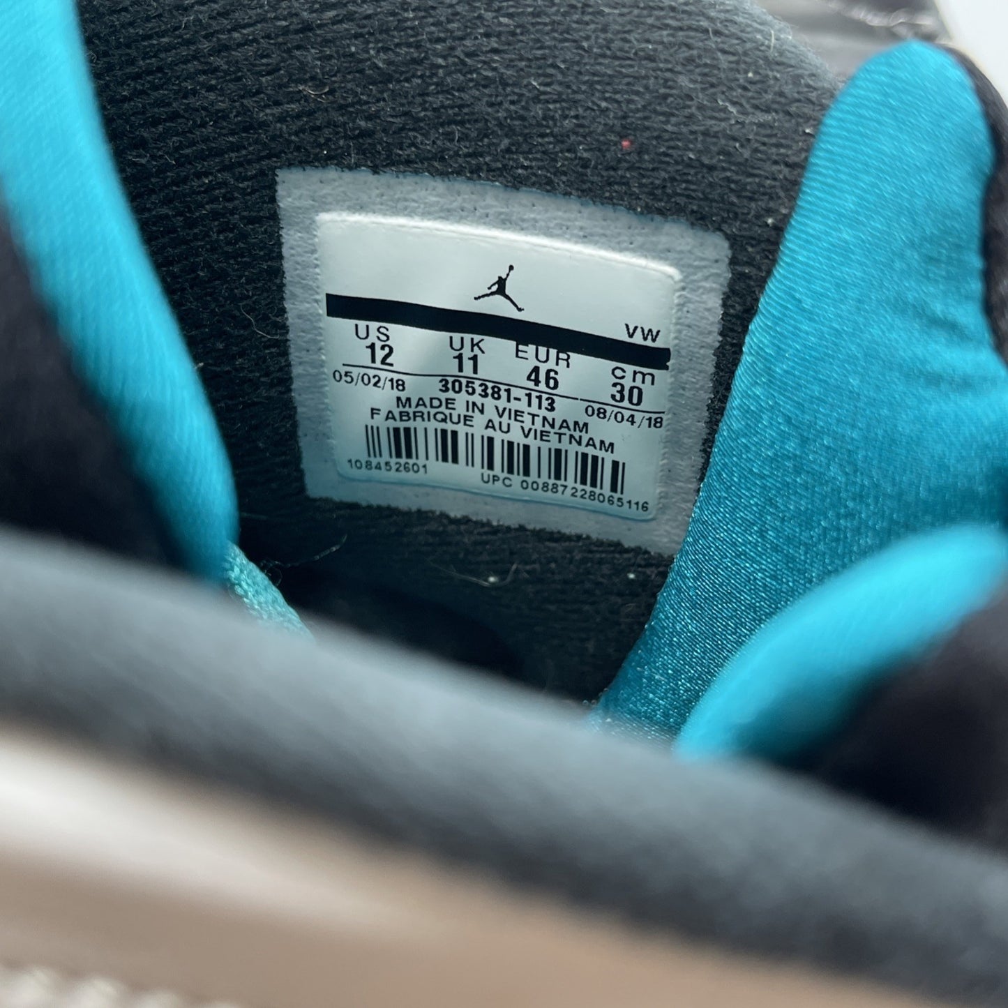 Size 12 - Air Jordan 8 Retro South Beach White Grey Leather (305381-113)