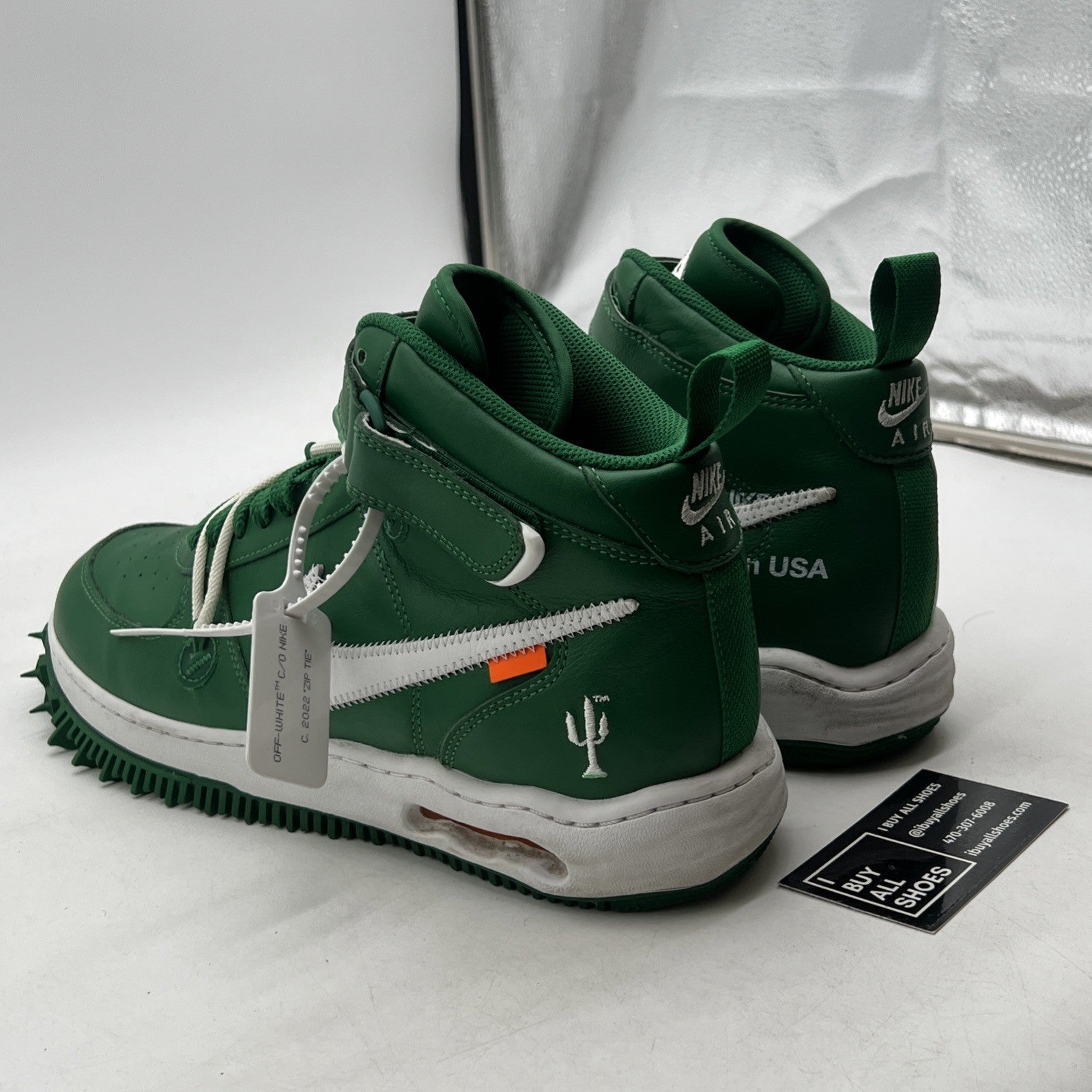 Size 12 - Nike Off-White x Air Force 1 SP Leather Mid Pine Green (DR0500-300)