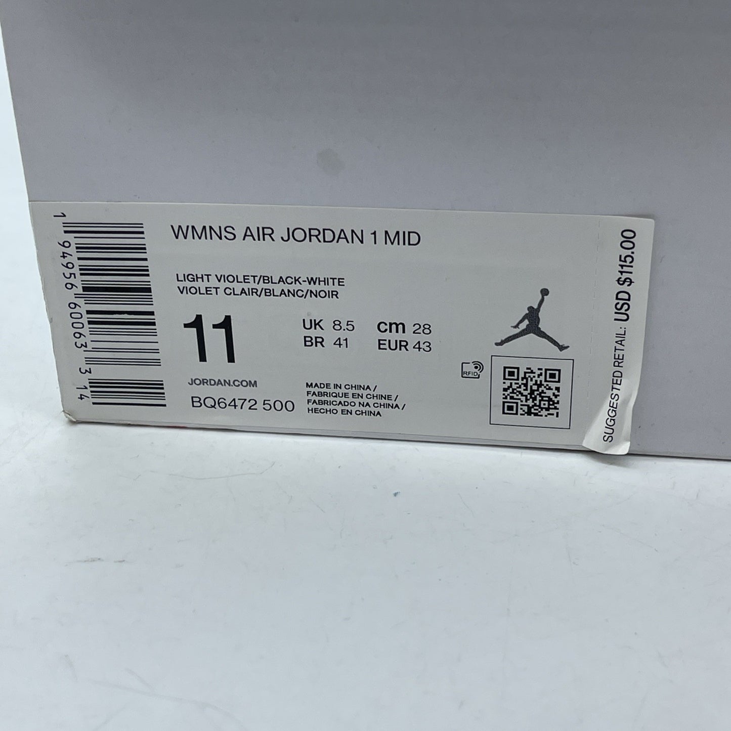 Size 11W - Air Jordan 1 Mid Barely Rose White Black Leather (BQ6472-500)