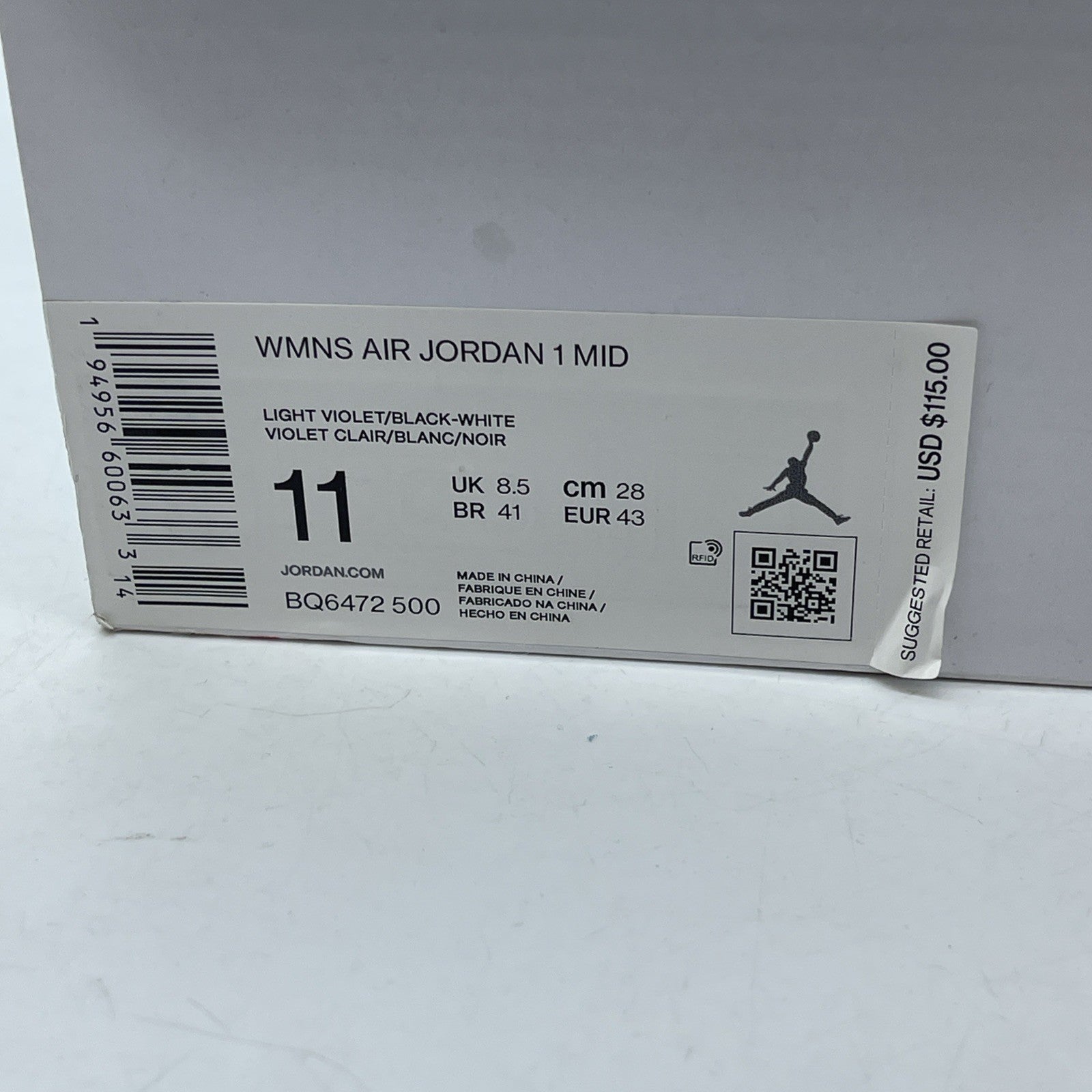 Size 11W - Air Jordan 1 Mid Barely Rose White Black Leather (BQ6472-500)