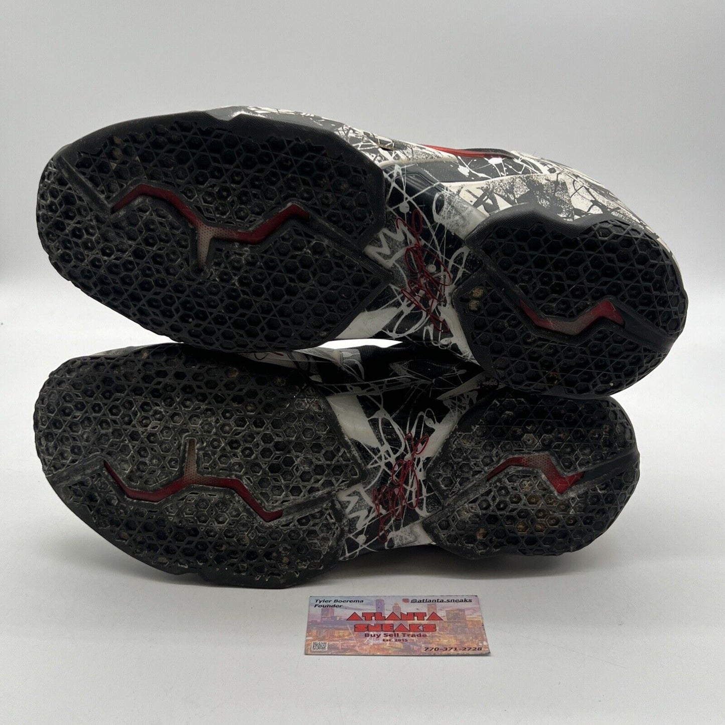 Size 14 - Nike LeBron 11 Graffiti White Black Red (616175-100)