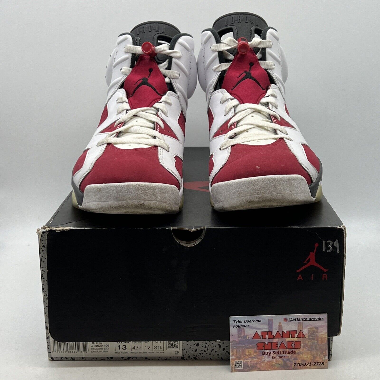 Size 13 - Jordan 6 Retro OG Mid Carmine White Red Leather Suede (CT8529-106)