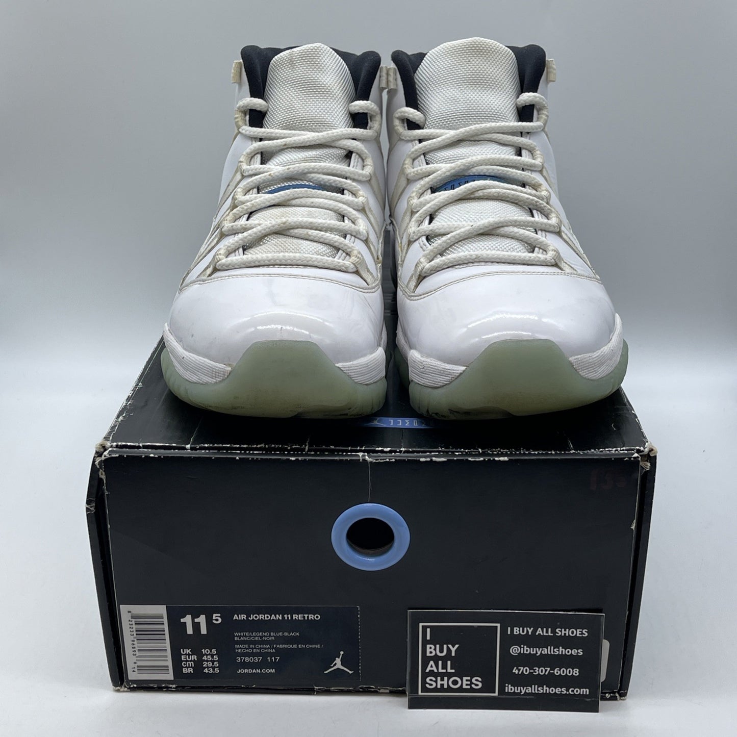 Size 11.5 - Jordan 11 Retro High Legend Blue White Leather (378037-117)