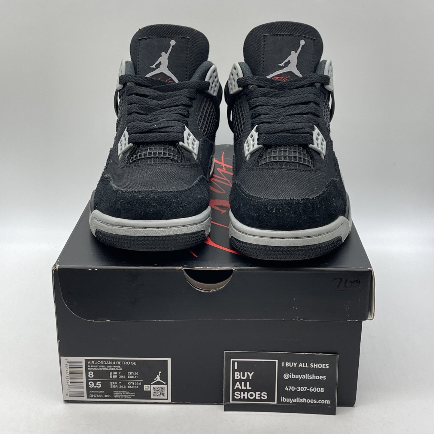 Size 8 - Jordan 4 Retro SE Mid Black Canvas Grey Suede (DH7138-006)