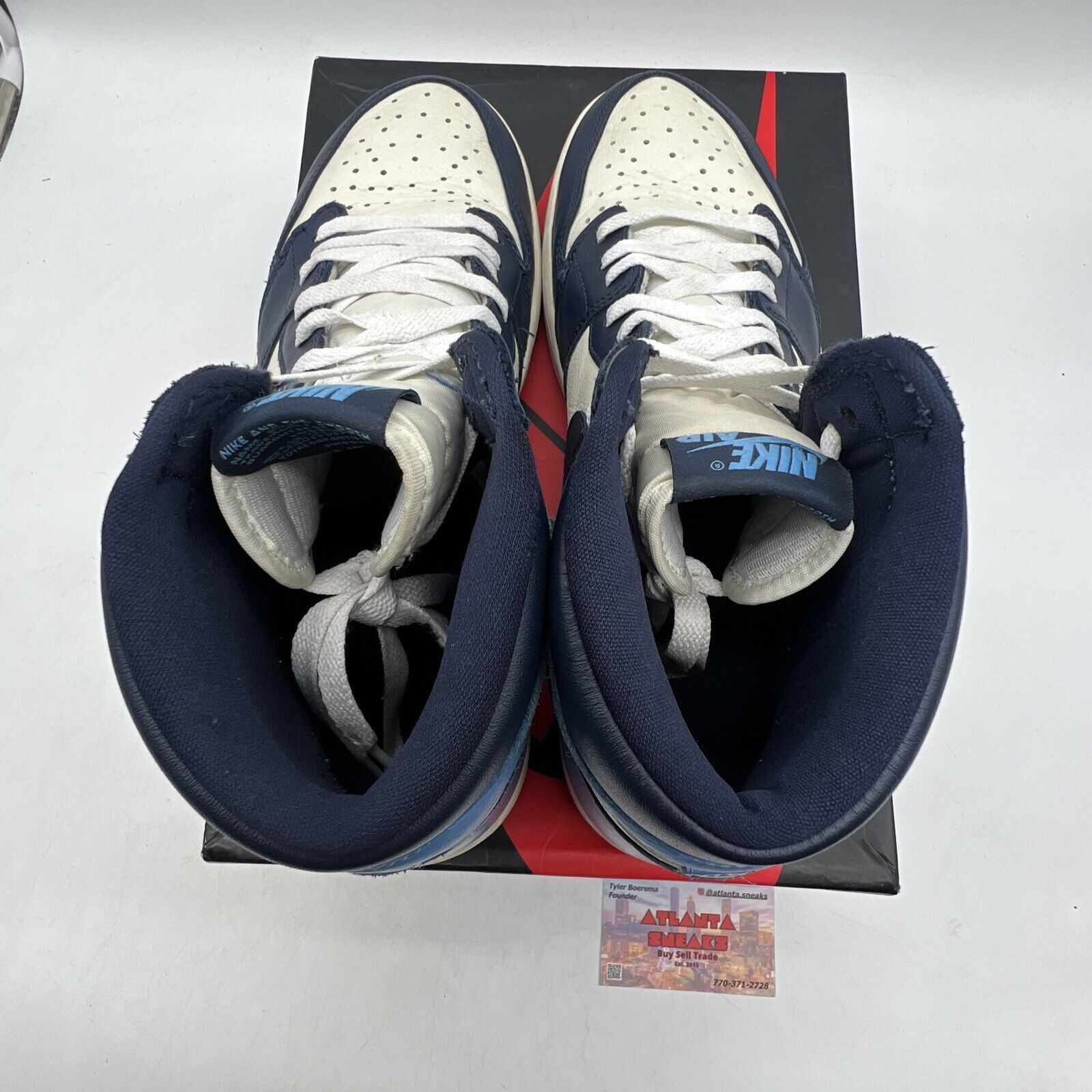 Size 13 - Jordan 1 Retro OG High Obsidian UNC 2019 Navy White (555088-140)