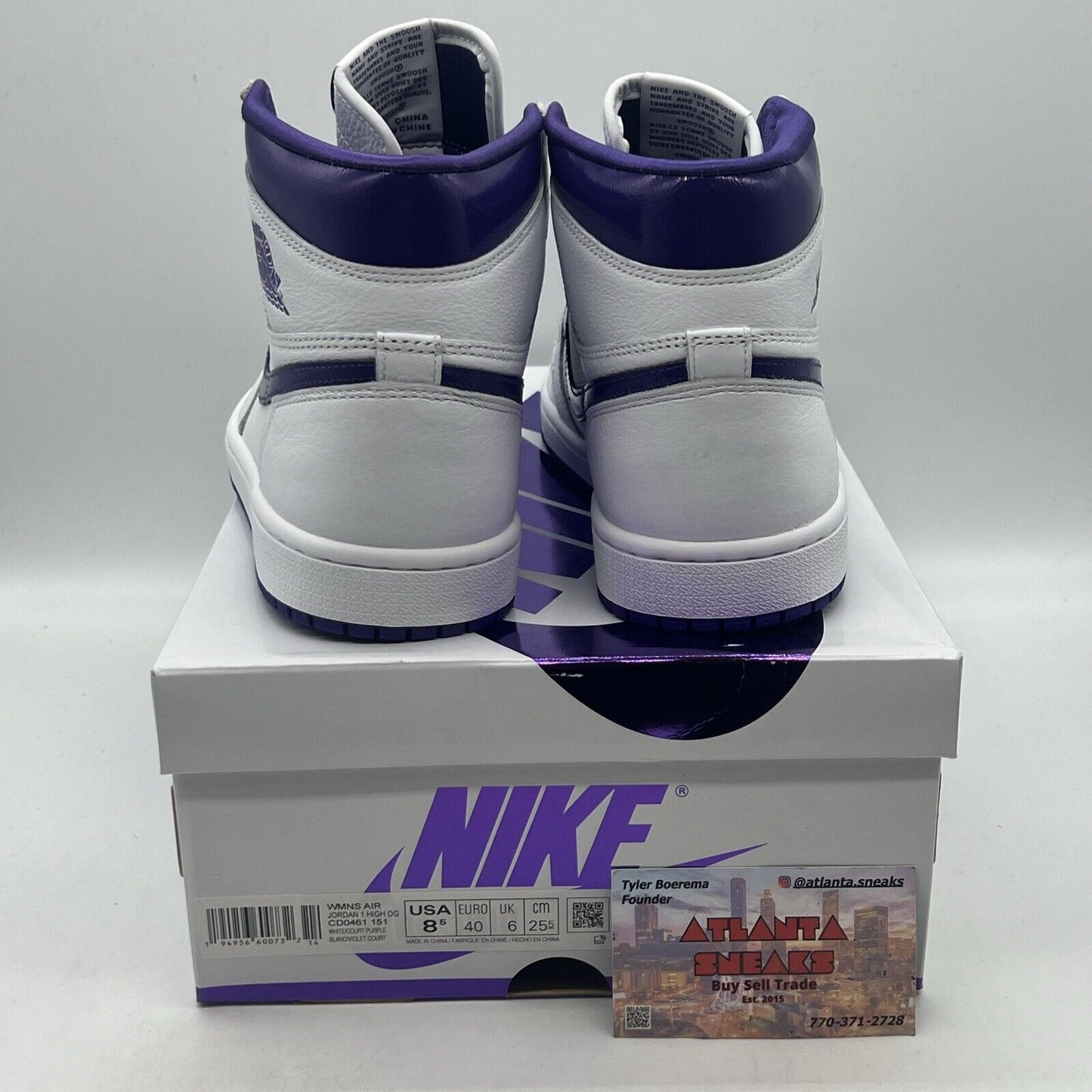 Size 8.5 - Jordan 1 Retro High Court Purple W Brand New Og All