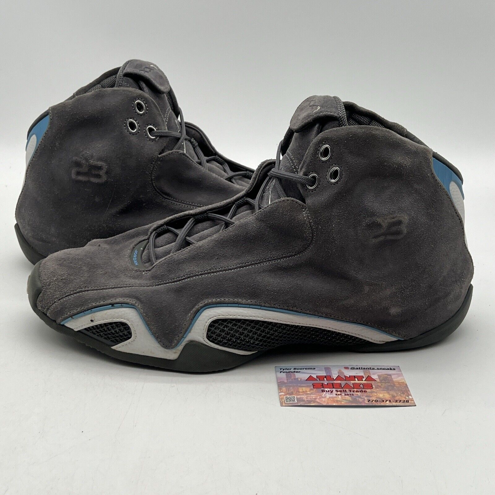 Size 14 - Air Jordan 21 OG Light Graphite Grey Suede White Blue (313495-002)
