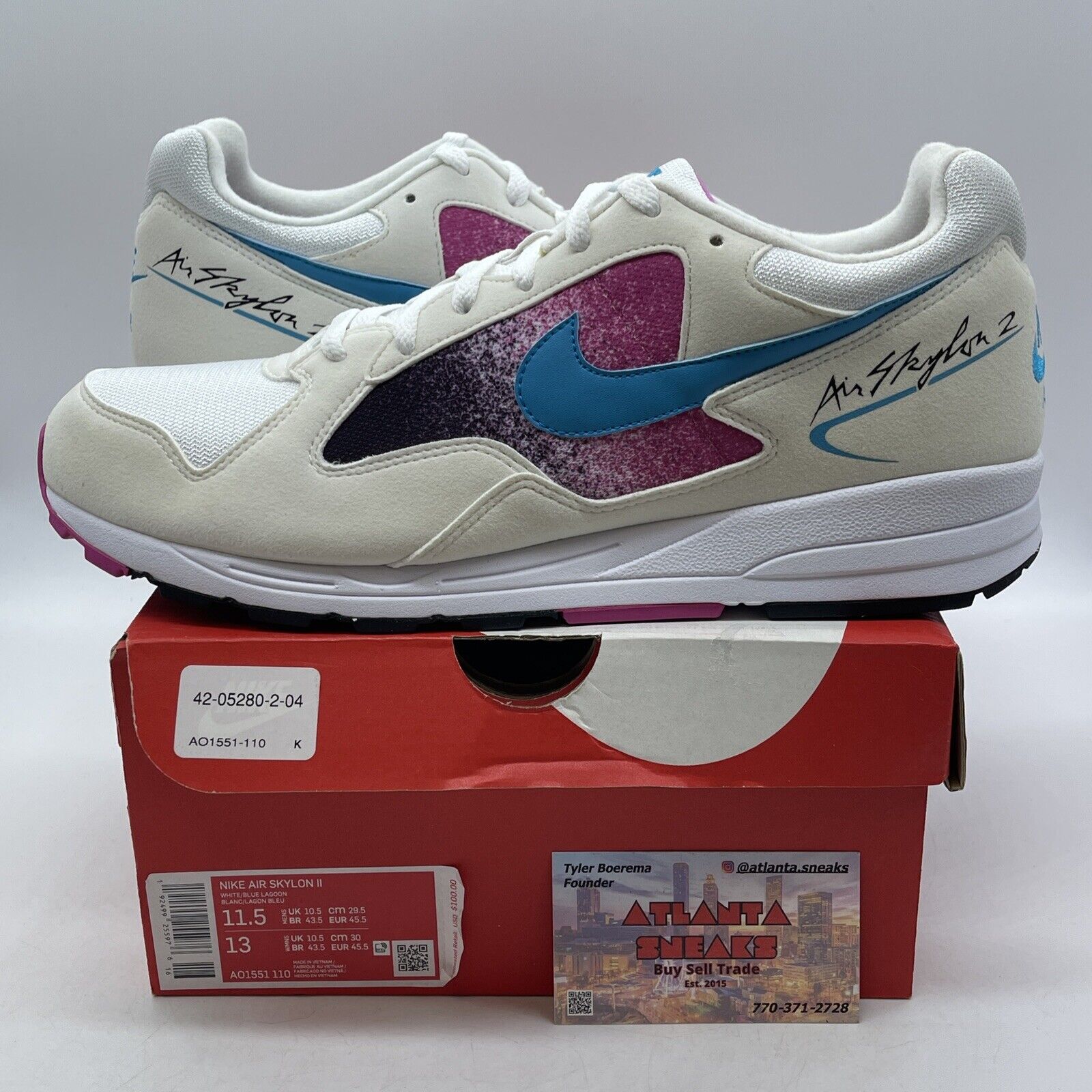Size 11.5 - Nike Air Skylon 2 Lagoon Fuchsia White Blue Purple (AO1551-110)