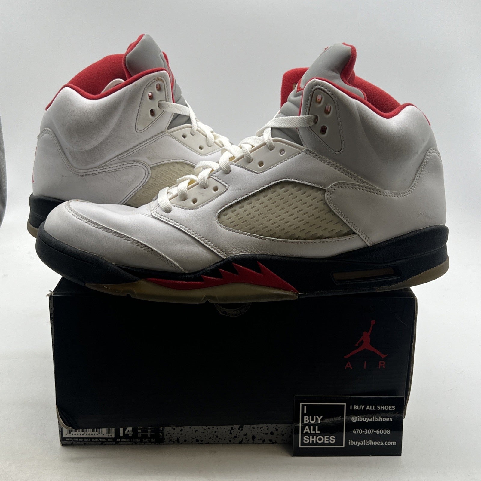 Size 14 - Air Jordan 5 Retro 2013 White Fire Red (136027-100)