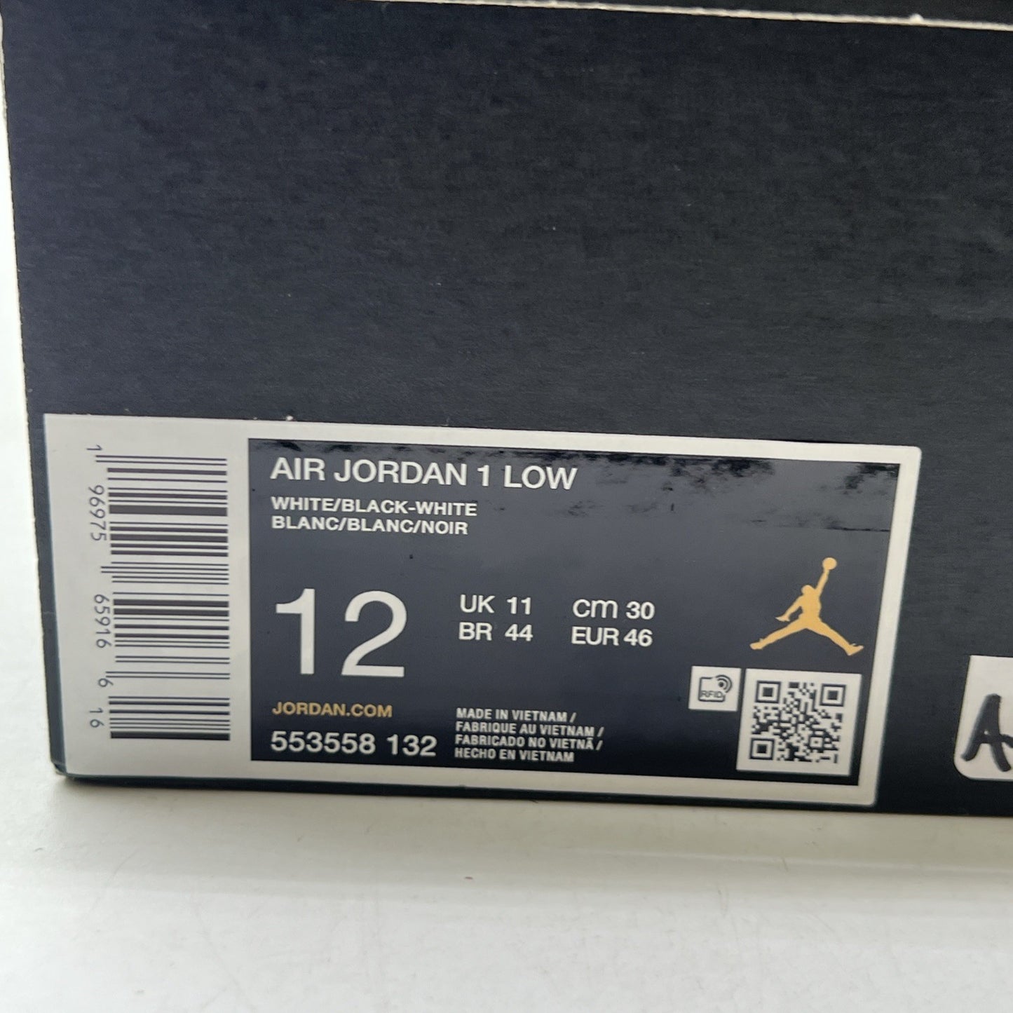 Size 12 - Air Jordan 1 Low White Black (553558-132)