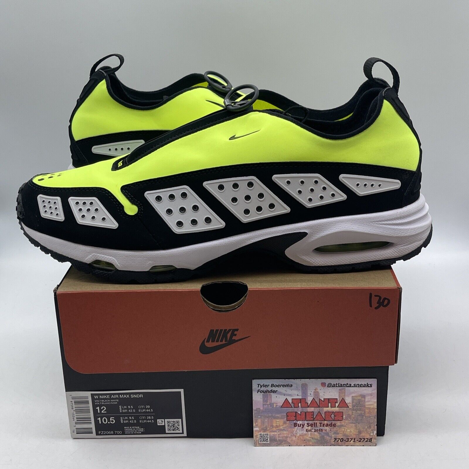 Size 12W - Nike Air Sunder Max Electric Green Black grey Suede (FZ2068-700)