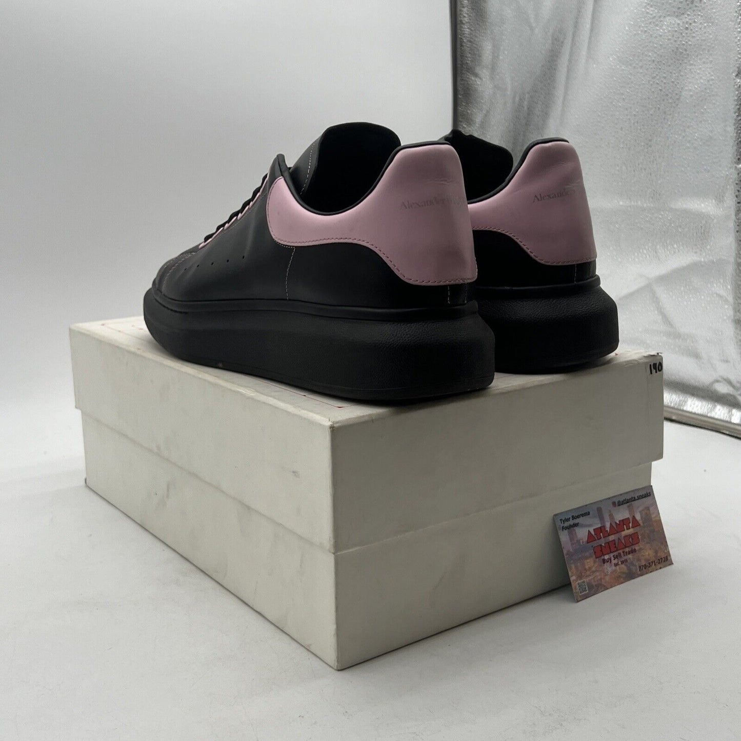Size 11 - Alexander McQueen Men's Oversized Leather Sneakers Black Pink
