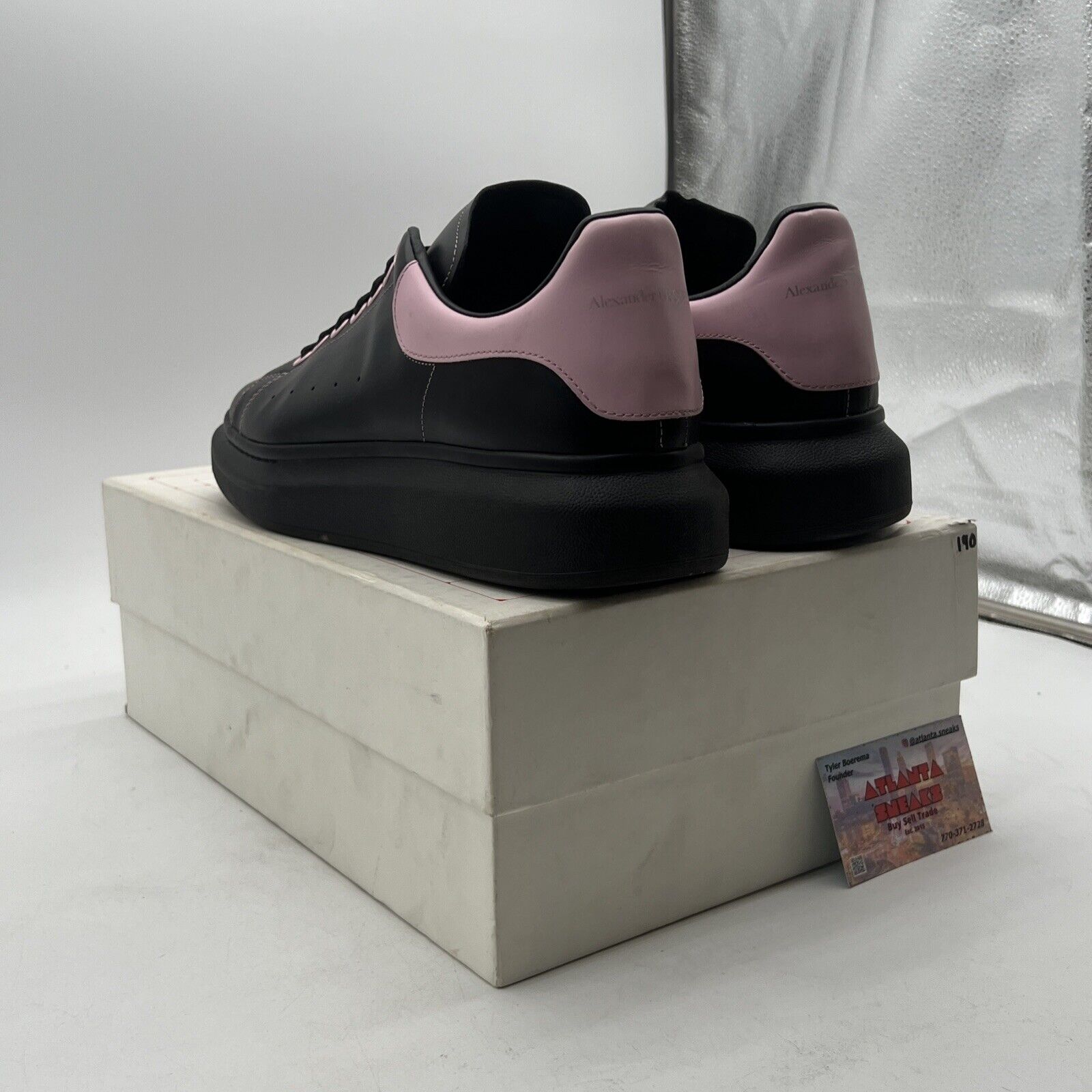 Size 11 - Alexander McQueen Men's Oversized Leather Sneakers Black Pink